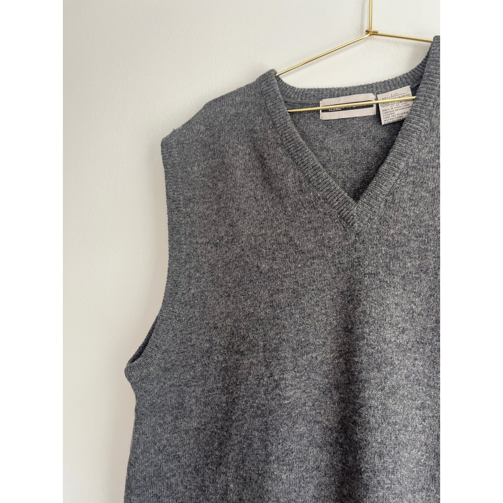 Retreat Mens Charcoal Gray 100% Lamb Wool V-Neck Sweater Vest Large Layering